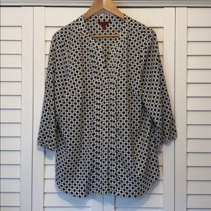 212 Collection Womens Black & White 3/4 Sleeve Blouse - Size XL
